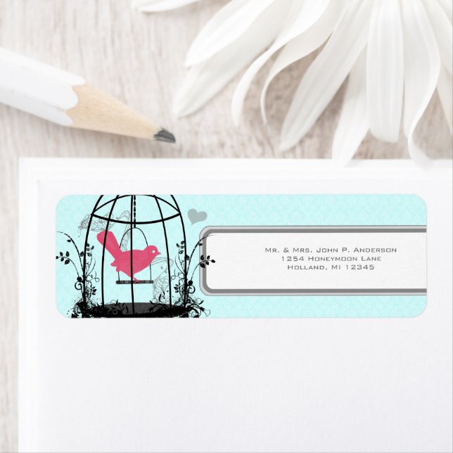 Bird Cage Pink Bird Musical Notes and Heart (Insitu)