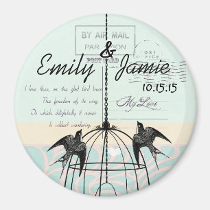 Bird Cage Wedding Magnets Postcard Background