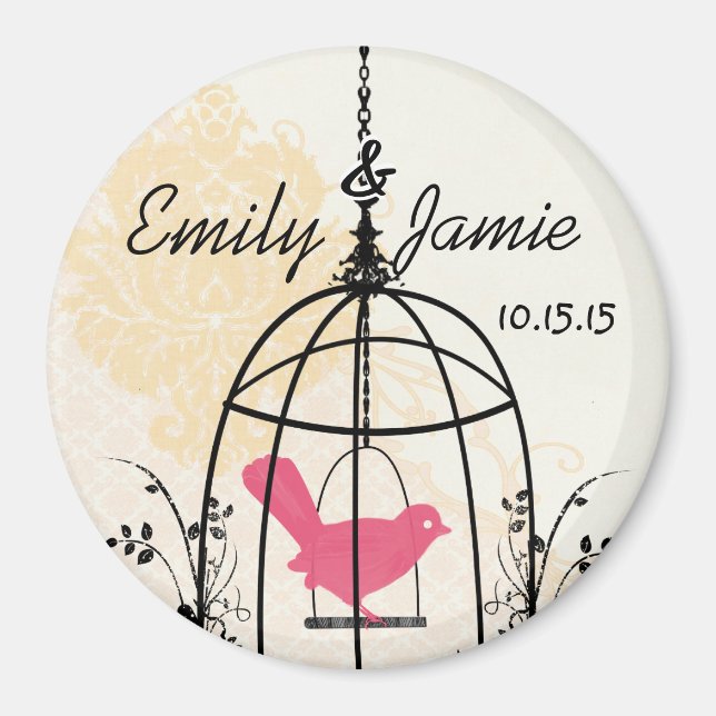 Bird Cage Wedding Stickers or Customize Magnet (Front)