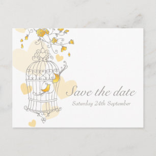 Bird cage wedding yellow save the date card