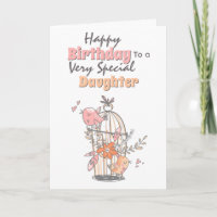 Bird cage whimsical flowers birthday wishes