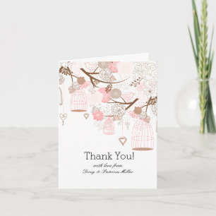 Bird Cages and Flowers Tree Branch Thank You Card