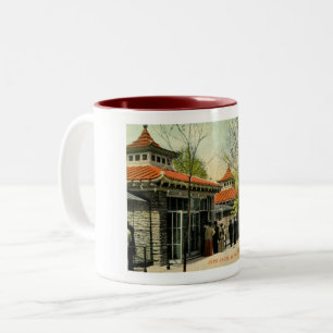 Bird Cages at Zoo, Cincinnati, OH Vintage Postcard Two-Tone Coffee Mug