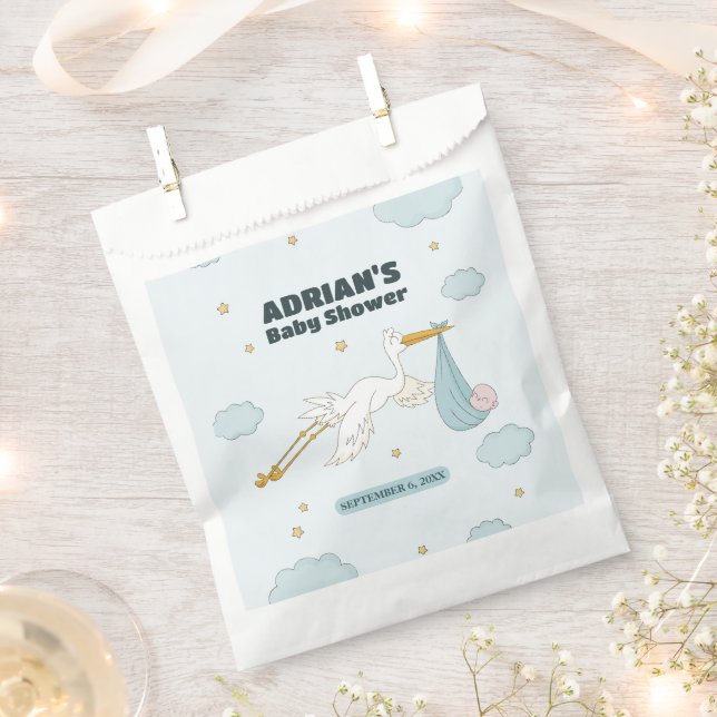 Bird Carrying Cute Kid It's A Boy Invitation Favour Bags (Clipped)