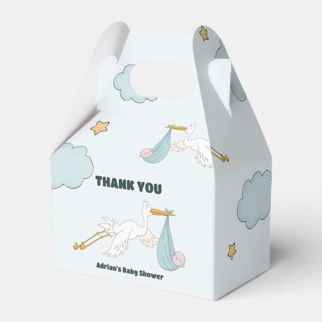 Bird Carrying Cute Kid It's A Boy Invitation Favour Box (Back Side)