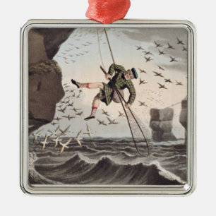 Bird Catching from Above, engraved by Matthew Dubo Metal Tree Decoration