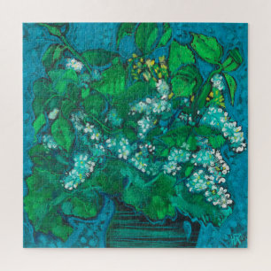 Bird Cherry Flowers Blossom Floral Pastel Painting Jigsaw Puzzle