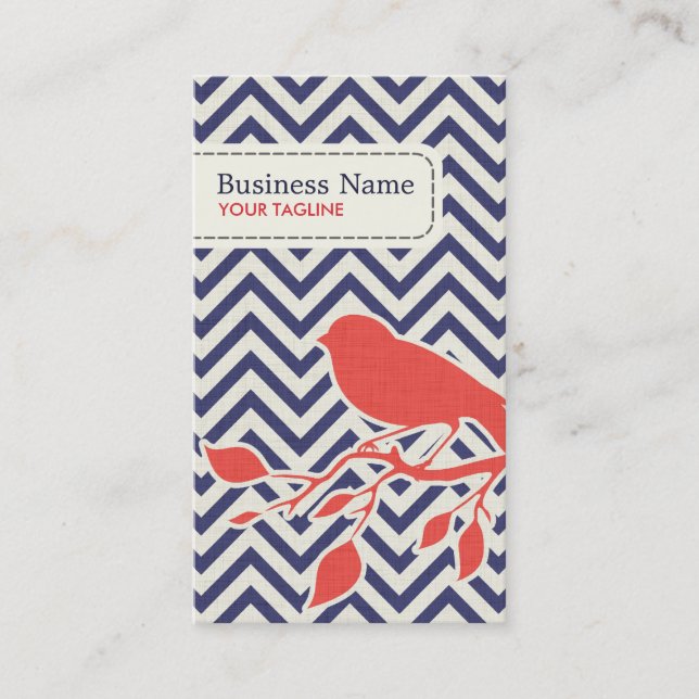 Bird & Chevron Pattern Business Card (Front)
