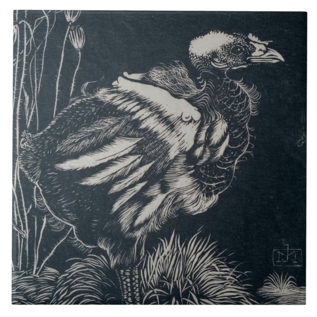 Bird Chick Emerging From its Nest (by Jan Mankes) Tile (Front)