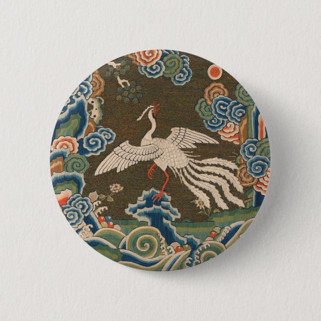 Bird Chinese Antique Decor 6 Cm Round Badge (Front)