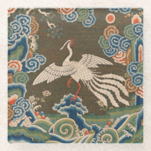 Bird Chinese Antique Decor Glass Coaster