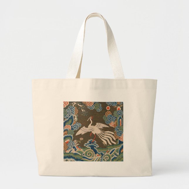 Bird Chinese Antique Decor Large Tote Bag (Front)