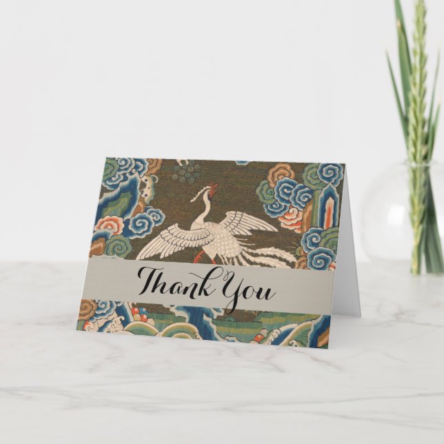 Bird Chinese Antique Decor Thank You Card (Front)