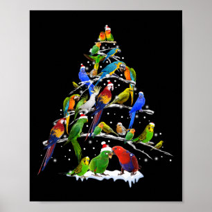 Bird Christmas Tree Funny Bird Lovers X-mas Gift Poster