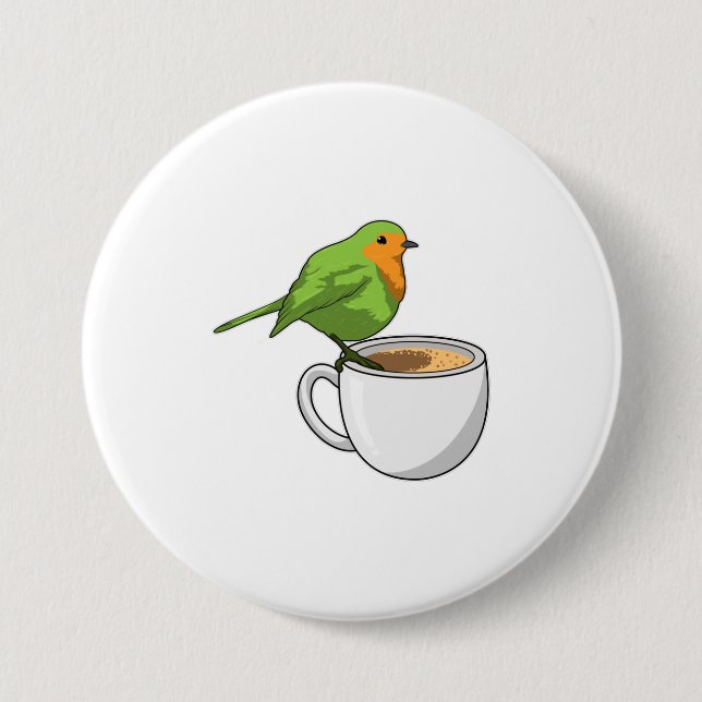 Bird Coffee Cup 7.5 Cm Round Badge (Front)