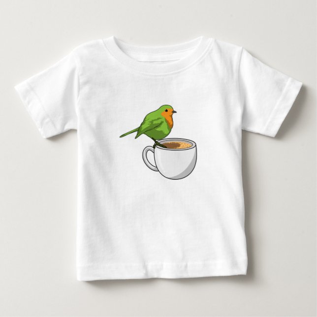 Bird Coffee Cup Baby T-Shirt (Front)