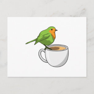 Bird Coffee Cup Postcard