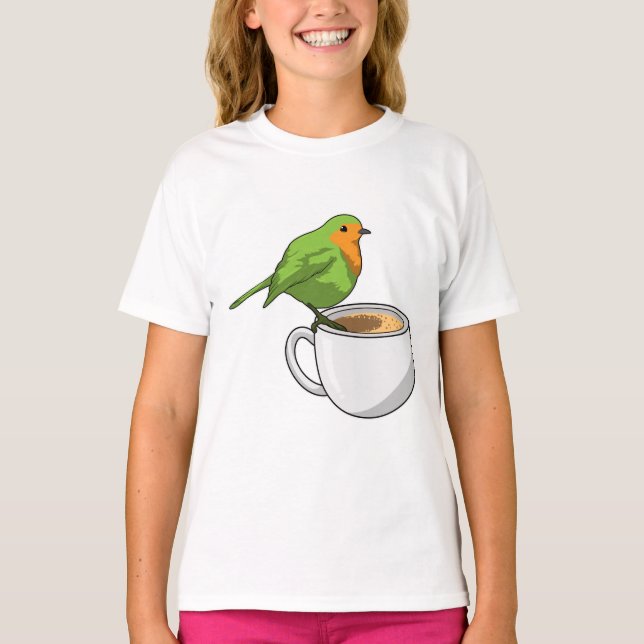 Bird Coffee Cup T-Shirt (Front)