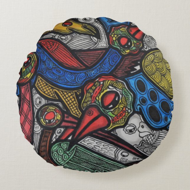 Bird conference round cushion (Front)