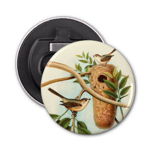 Bird Couple on a Nest Perched on a Branch Bottle Opener