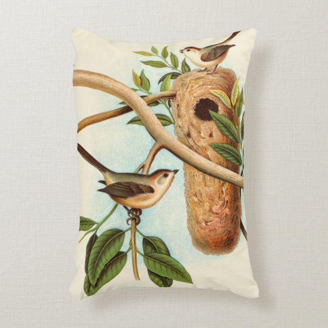 Bird Couple on a Nest Perched on a Branch Decorative Cushion (Front(Vertical))