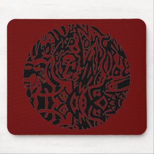 "Bird Creature" B&W Abstract Mouse Mat