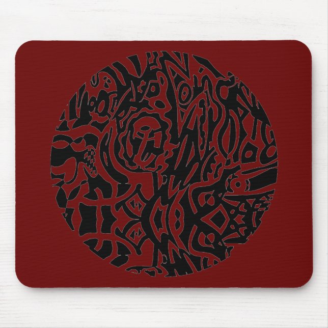 "Bird Creature" B&W Abstract Mouse Mat (Front)