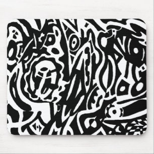 "Bird Creature" B&W Abstract Mouse Mat