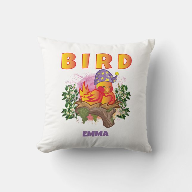 BIRD CUTE LOVELY FUNNY PERSONALIZED KIDS  CUSHION (Front)