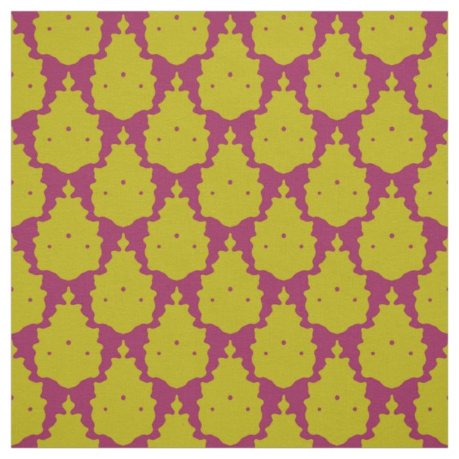 bird damask pink chartreuse fabric (Swatch)