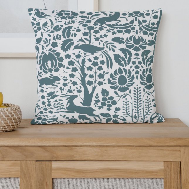 Bird, deer, floral damask cushion (Creator Uploaded)