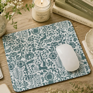 Bird, Deer, tree folk pattern Mouse Mat