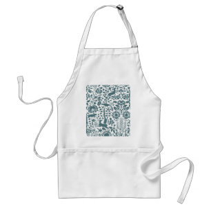 Bird, Deer, tree folk pattern Standard Apron
