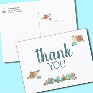 Bird Delivering Mail Thank You Postcard