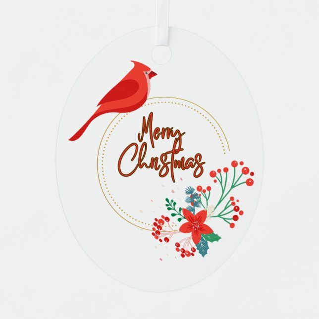 Bird design with flowers metal oval ornament (Front)