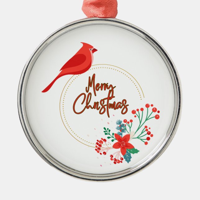 Bird design with flowers premium round ornament (Front)