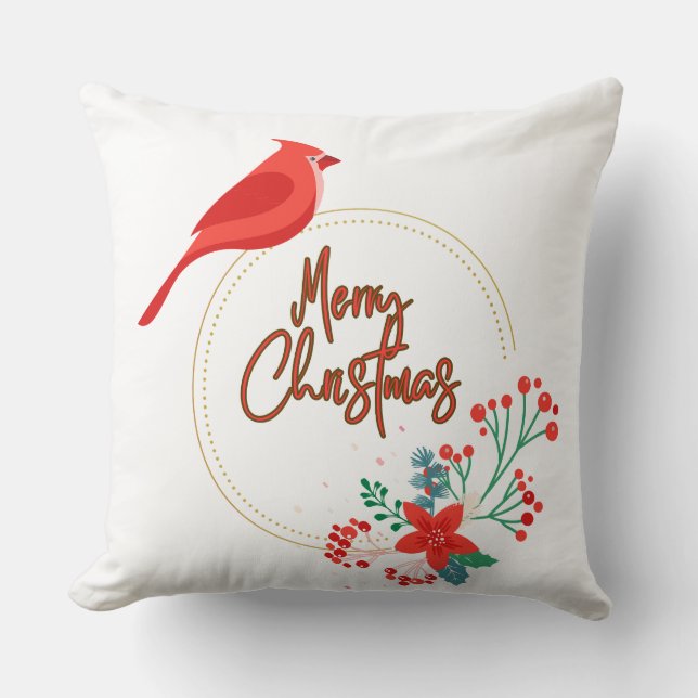 Bird design with flowers throw pillow (Front)