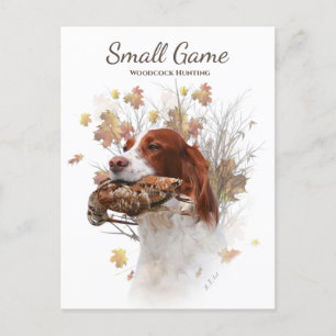 Bird dog , woodcock hunting holiday postcard