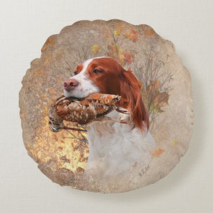 Bird dog , woodcock hunting round cushion