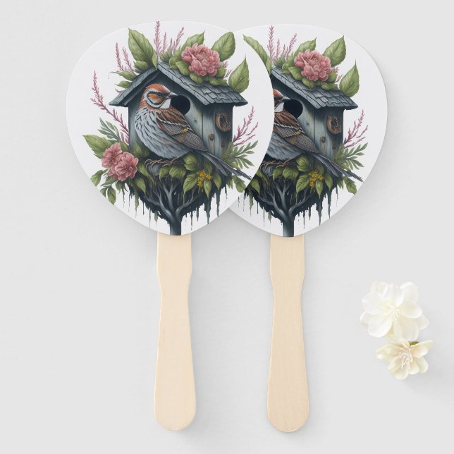 Bird drawing hand fan (Front and Back)
