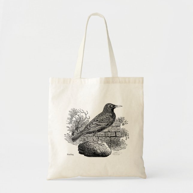 Bird Engravings  - a Starling Tote Bag (Front)