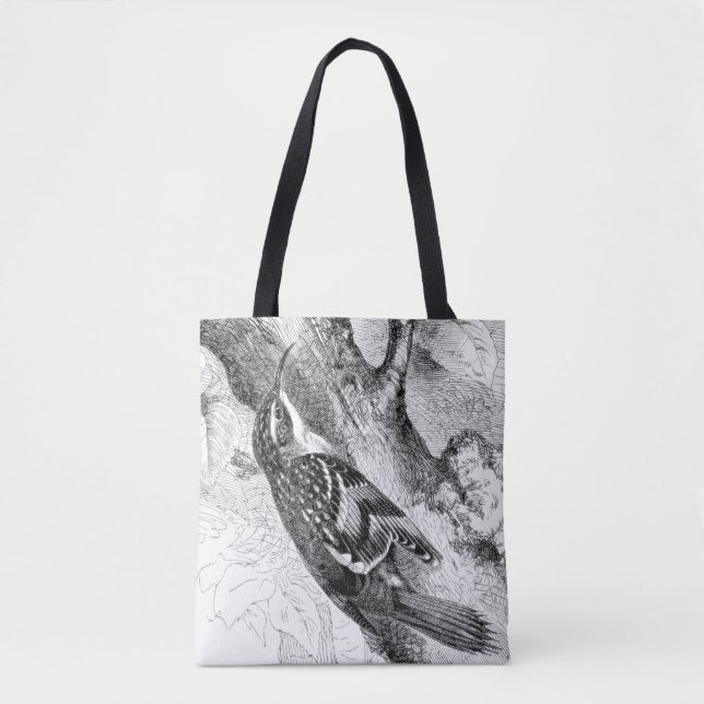 Bird Engravings  - a Treecreeper. Birdwatcher Tote Bag (Front)