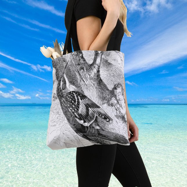 Bird Engravings  - a Treecreeper. Birdwatcher Tote Bag (Treecreeper design shoulder bag)