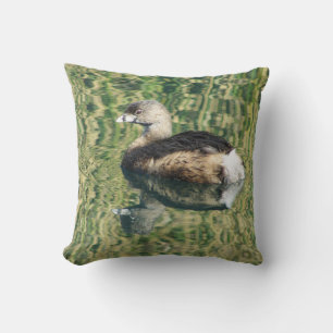 Bird Enthusiast Cute Grebe Water Reflection Nature Cushion