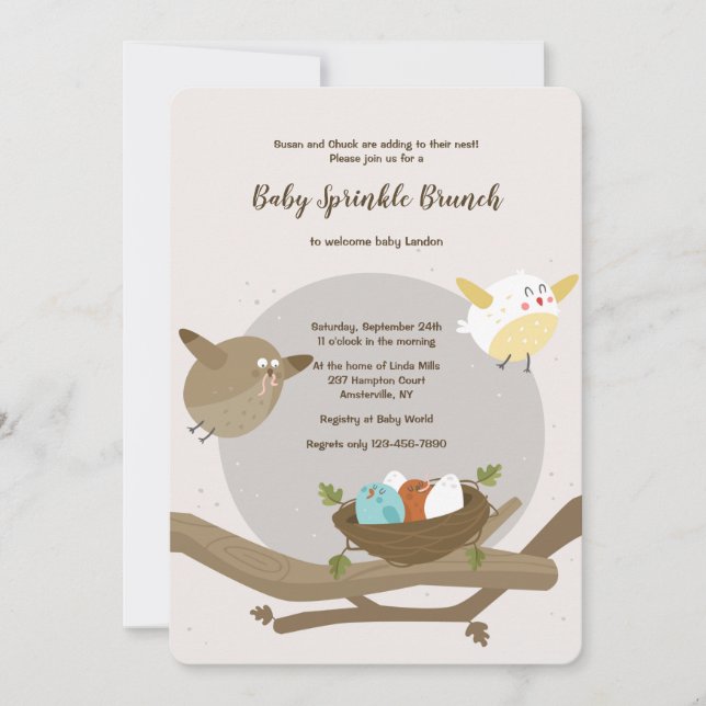 Bird Family Baby Shower Invitation (Front)