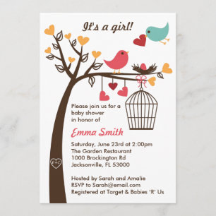 Bird Family Baby Shower Invitation