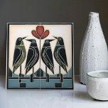 Bird Family Mackintosh Art Deco Nouveau Wall Decor Tile<br><div class="desc">This ceramic tile features a small bird family and intricate floral patterns reminiscent of the iconic style of Mackintosh. He was a prominent Scottish architect, designer, and artist of the Art Nouveau movement. His work is chraacterised by clean lines, geometric shapes, and a strong sense of symmetry. These elements are...</div>