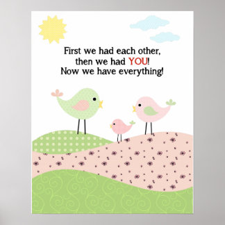 Bird family poster for child's room