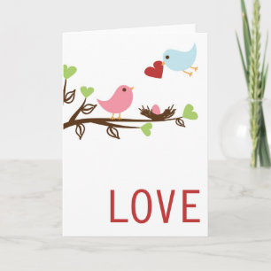 Bird Family With Heart Announcement