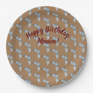 Bird feather paper plate